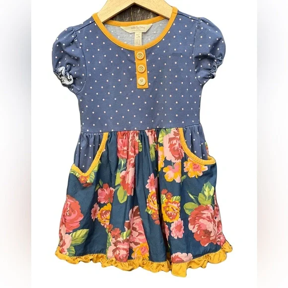 blue dress for baby girl NWT Matilda Jane Paint By Numbers Floral Horse Trim Dress – Sweet Pea &  Teddy main image 1